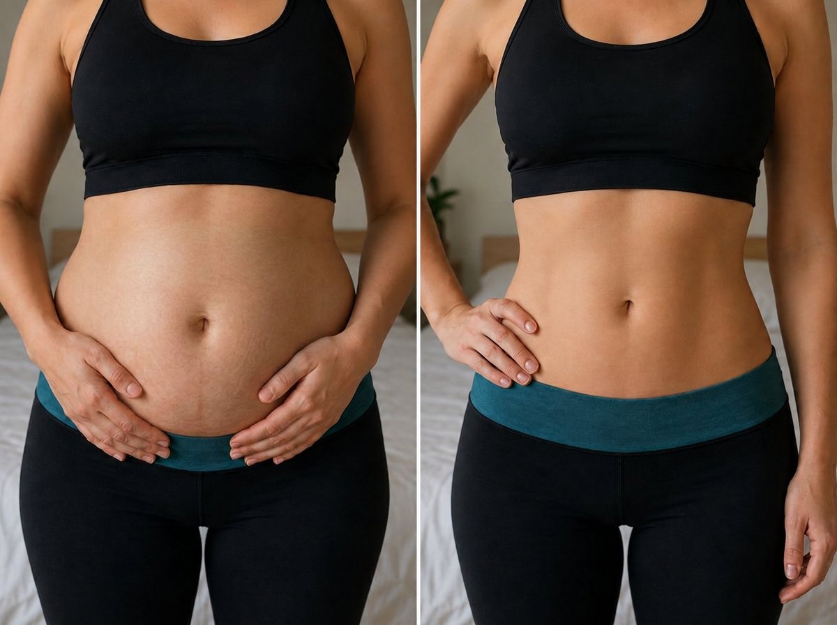 Vorher-Nachher-Vergleich: ruhigerer Bauch