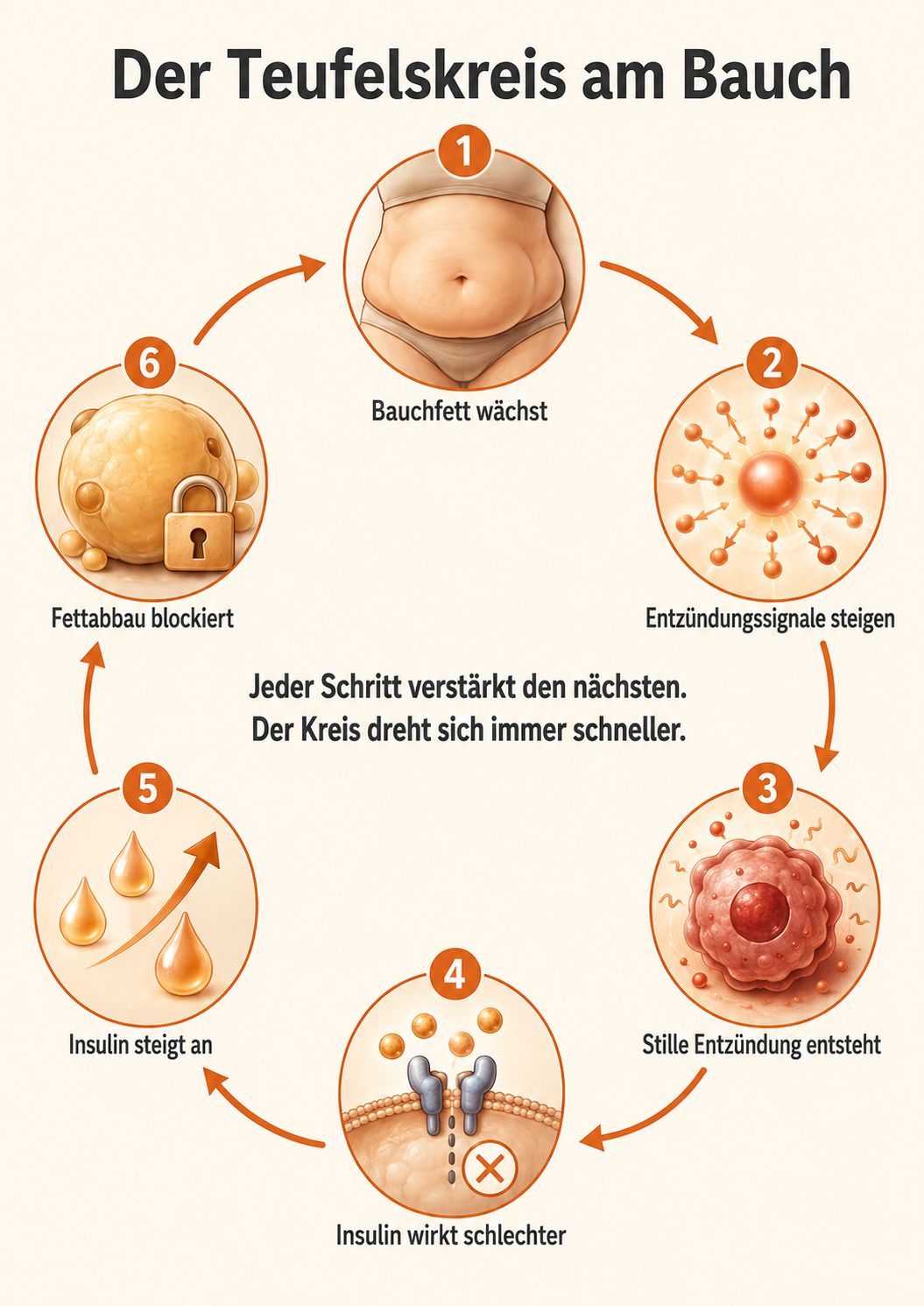 Der Teufelskreis am Bauch: Bauchfett, Entzündungssignale, stille Entzündung, Insulin