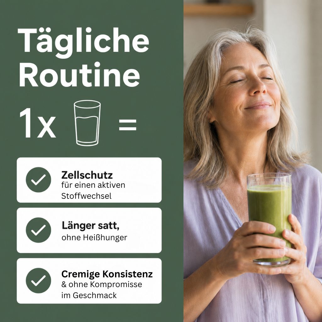 Tägliche Routine: ein Glas am Tag für Zellschutz, längere Sättigung und cremige Konsistenz